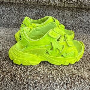 Balenciaga Kids Neon Green Snap Sandals
